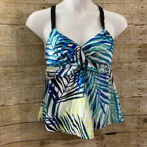 Ava & Viv Size 14W Tankini Top Multicolor Criss Cross Front Adjustable Straps